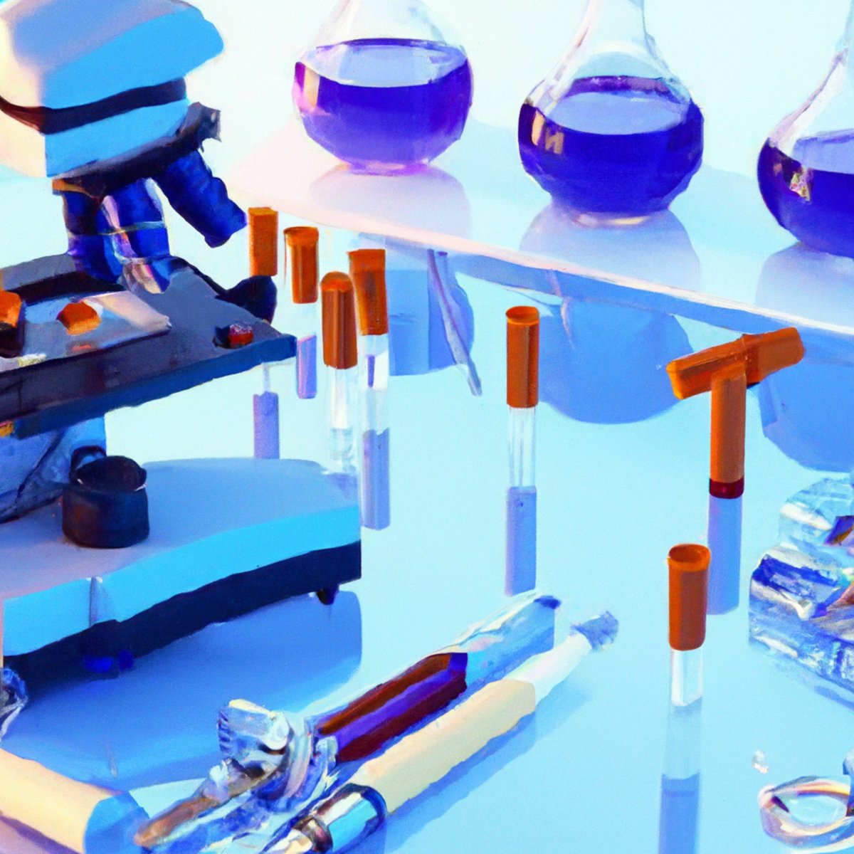 Close-up of a medical laboratory with scientific equipment and tools, symbolizing meticulous research on Fibrocalculous Pancreatic Diabetes (FCPD).