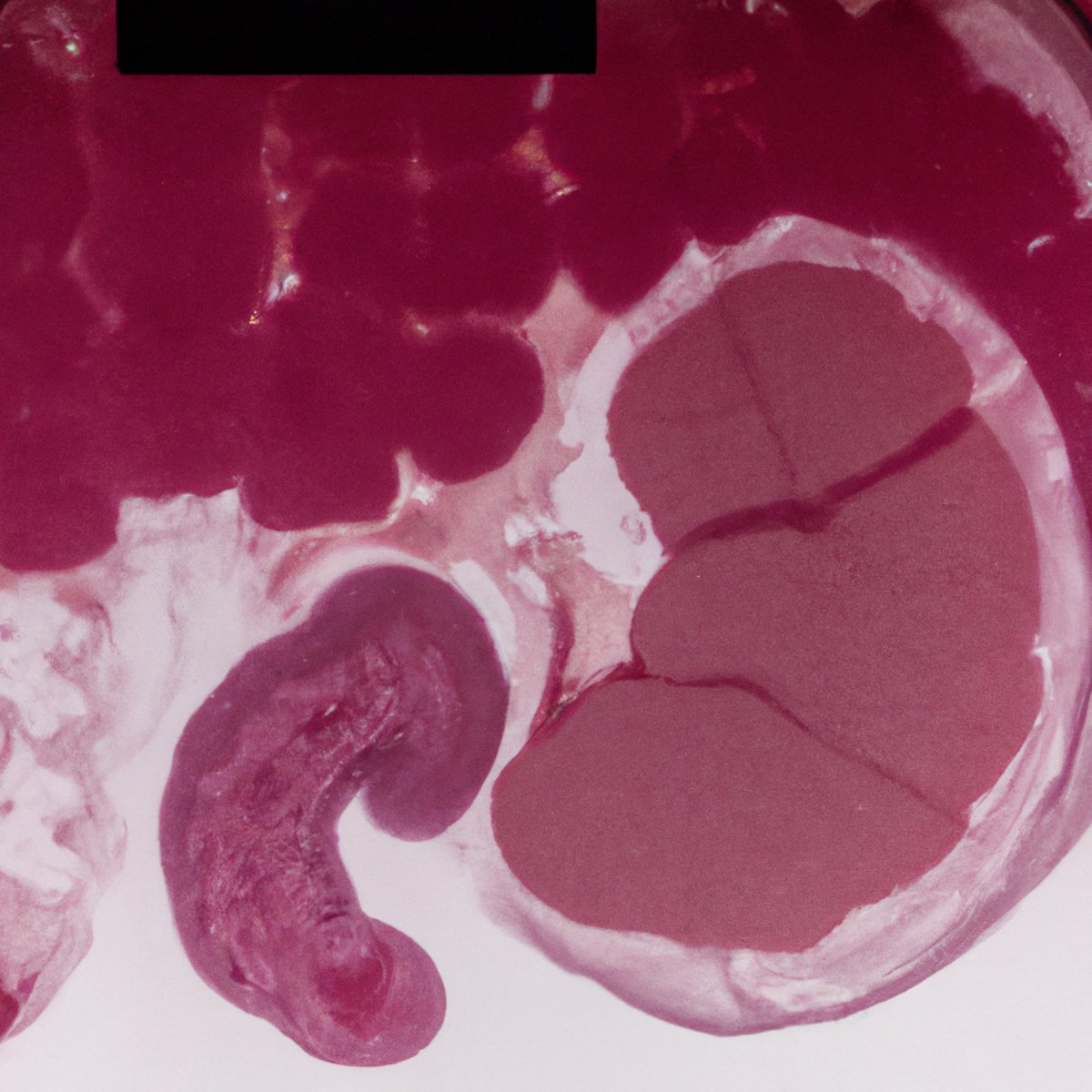 Close-up view of healthy and annular pancreas side by side, showcasing anatomical structures and textures.