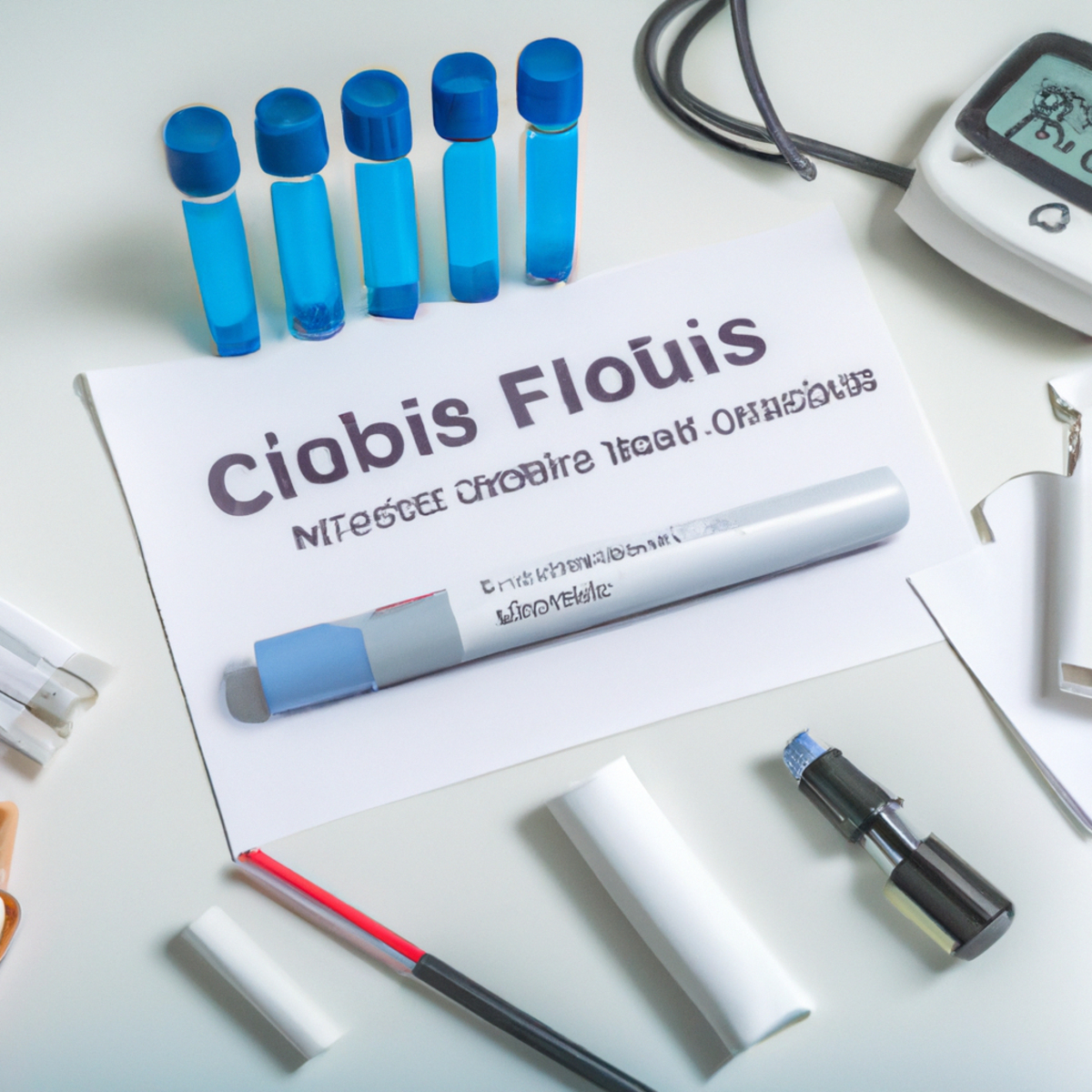 Clinical laboratory with diabetes-related equipment, highlighting the connection between cystic fibrosis and diabetes.