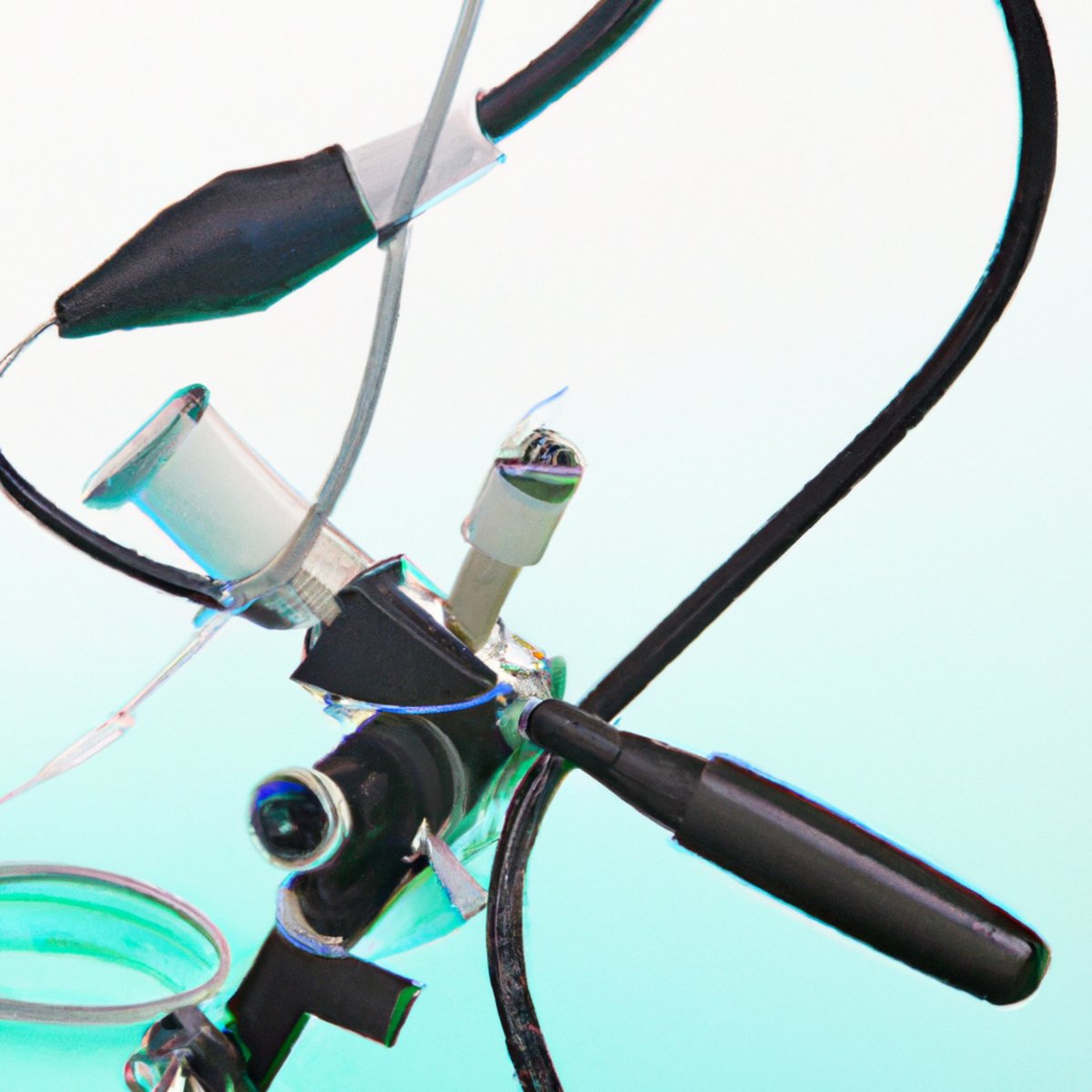 Close-up of medical endoscope used for diagnosing and treating GAVE, surrounded by sterile medical equipment -Gastric antral vascular ectasia (GAVE)