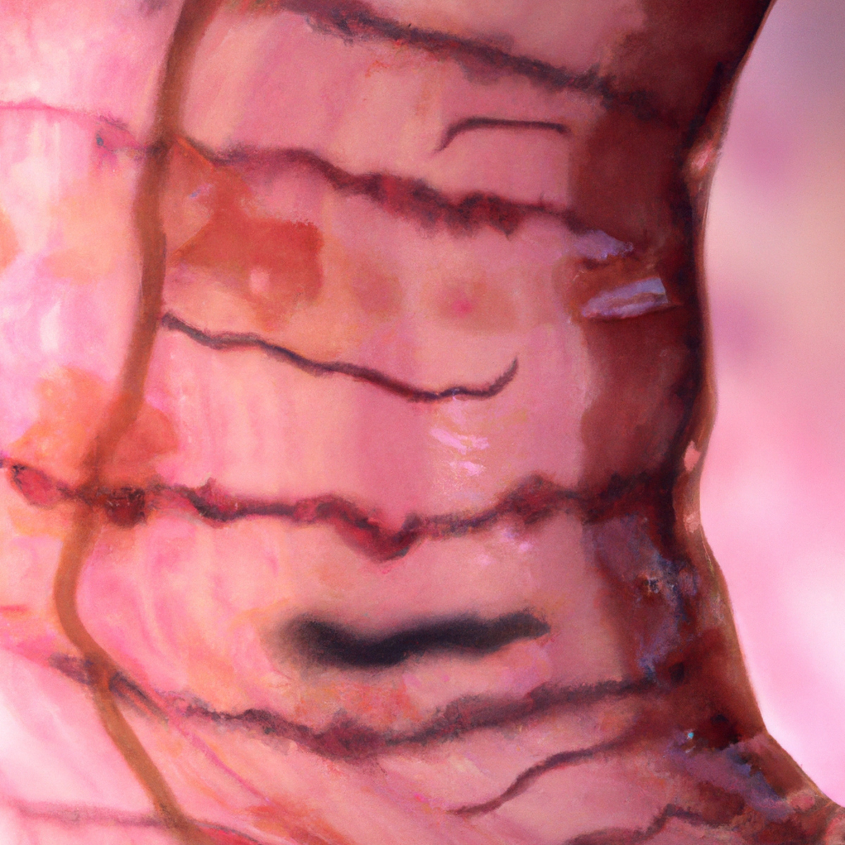 Close-up of human stomach showing dilated blood vessels and abnormal vascular ectasia, aiding medical professionals and researchers - Gastric antral vascular ectasia (GAVE)
