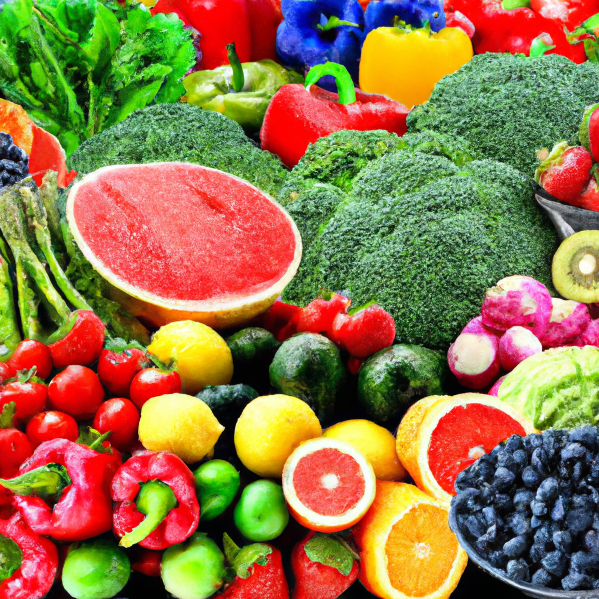 Vibrant fruits, veggies, and exercise gear symbolize the impact of diet and lifestyle on gallbladder carcinoid tumor