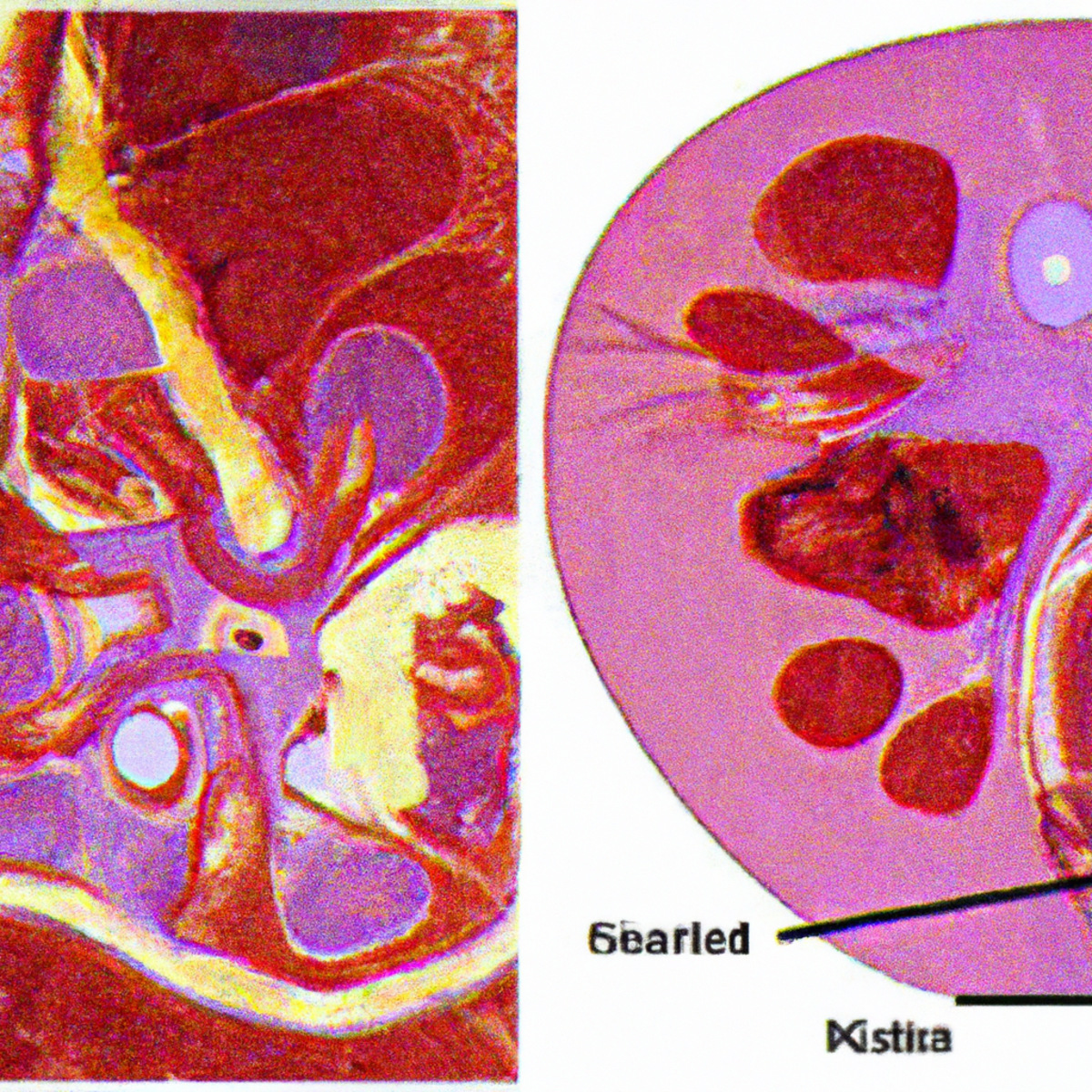 Close-up photo comparing diseased gallbladder affected by Xanthogranulomatous Cholecystitis to healthy gallbladder, illustrating differences.